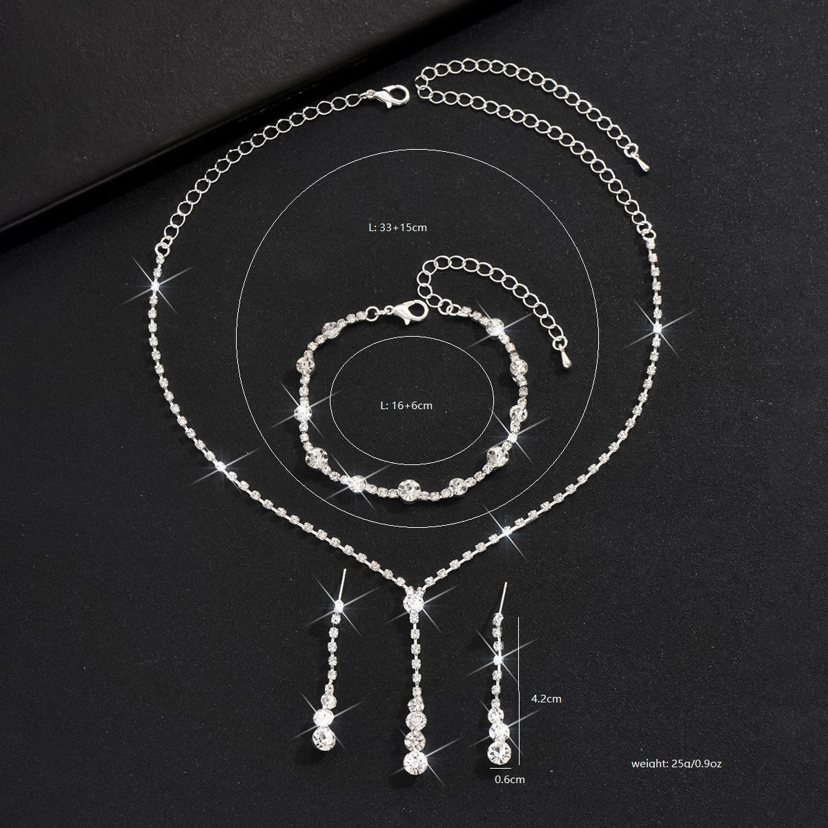 Autumn 2026 New Cross Border Fashion Wedding Wedding Photography Accessories Earrings Necklace Bracelet Suit Combination Three Pieces