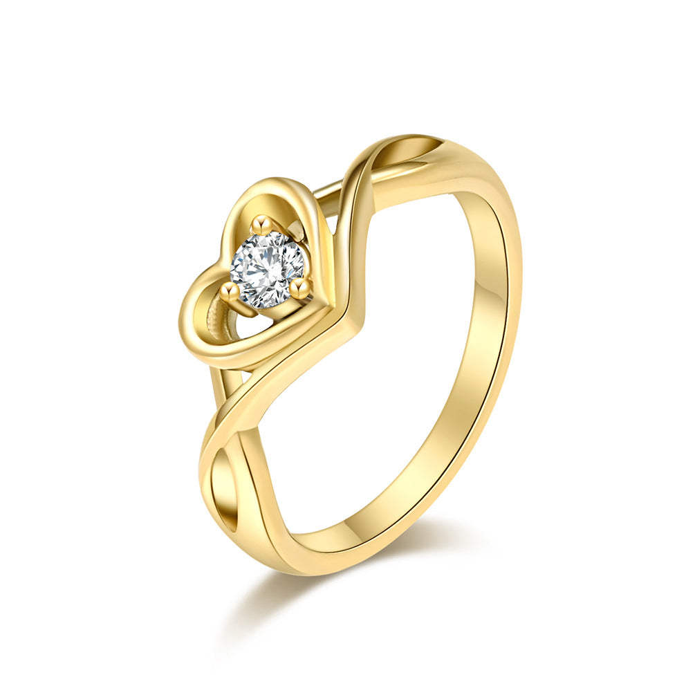 INS Fashion Women's Heart-shaped Clip-in Cast Ring