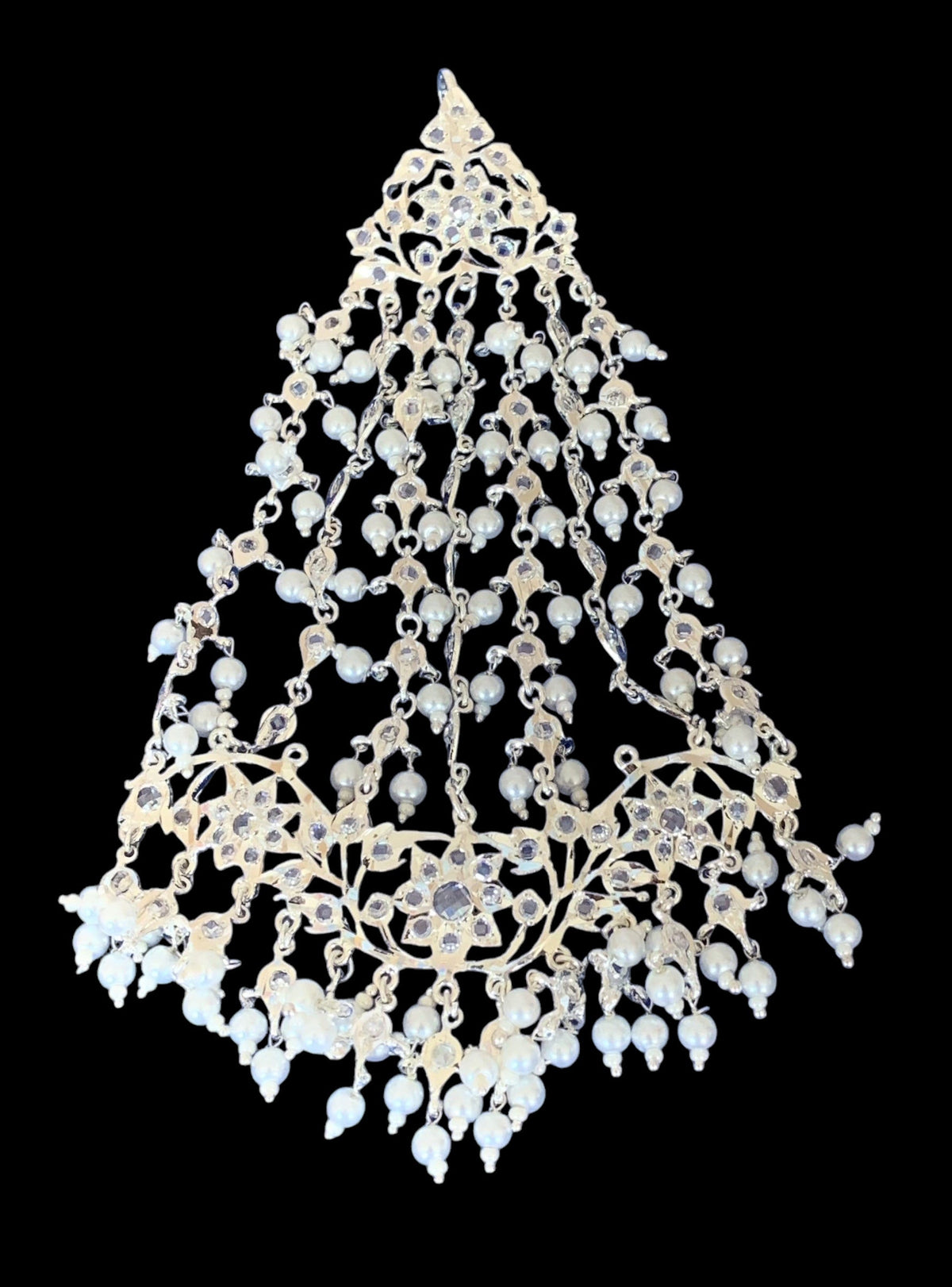 JTK13 Hira jhoomar tika in silver plating ( READY TO SHIP )