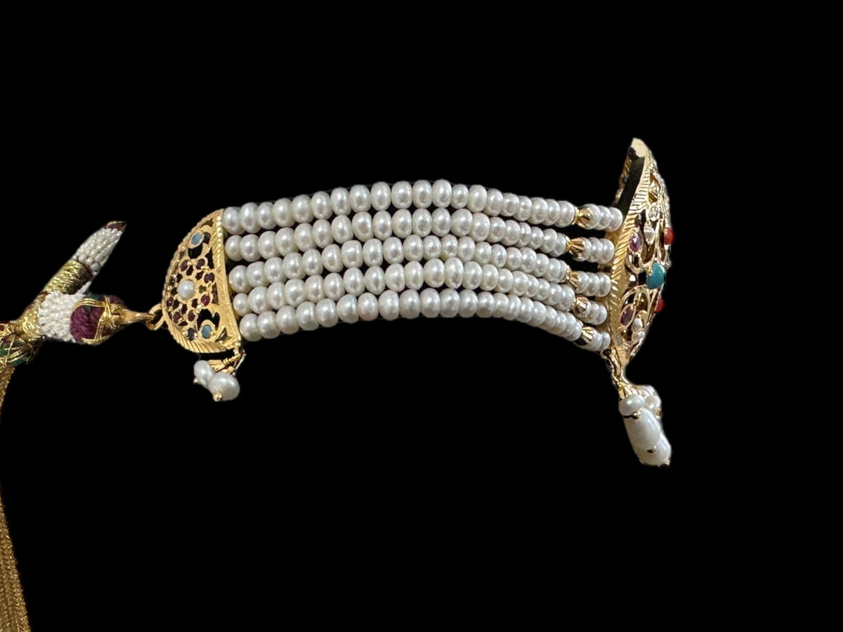 Navratan / Multicolored Jadau choker Set in Gold Plated Silver ( SHIPS IN 5 WEEKS  )