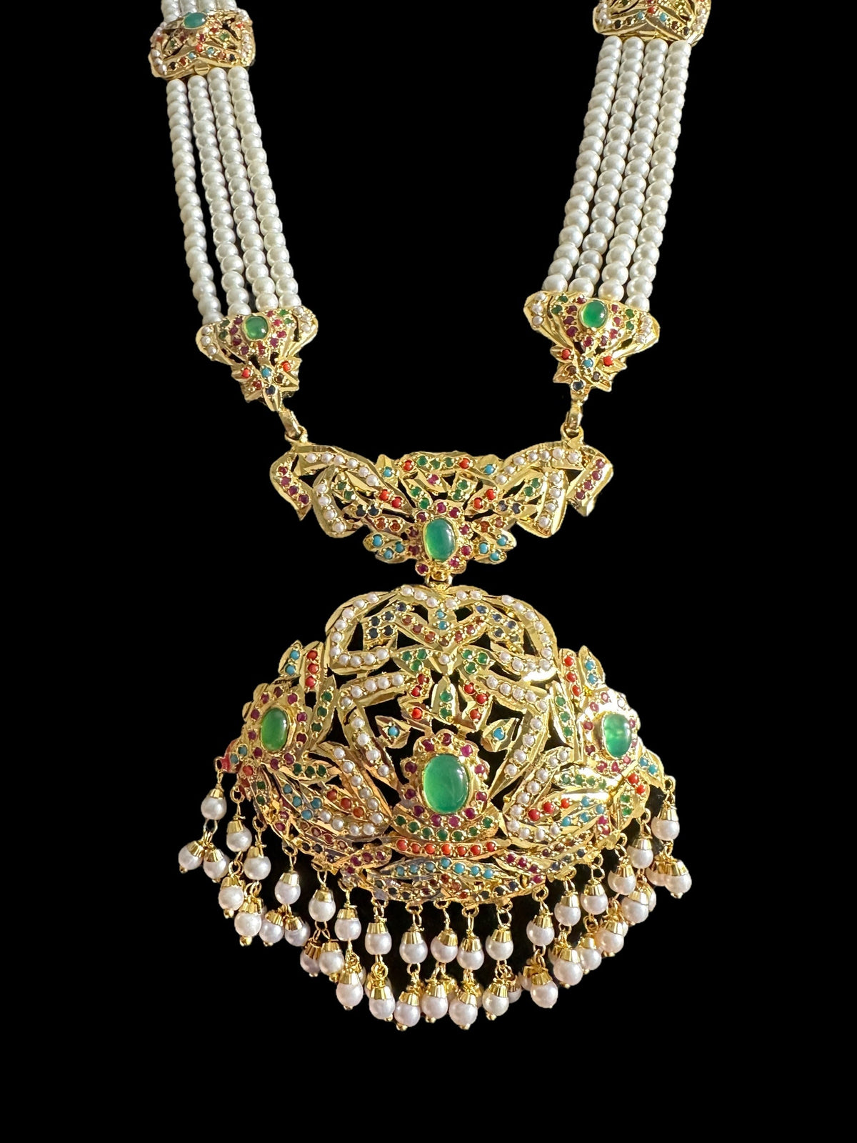 DLN97  Filza jadau rani haar in Navratan ( READY TO SHIP )