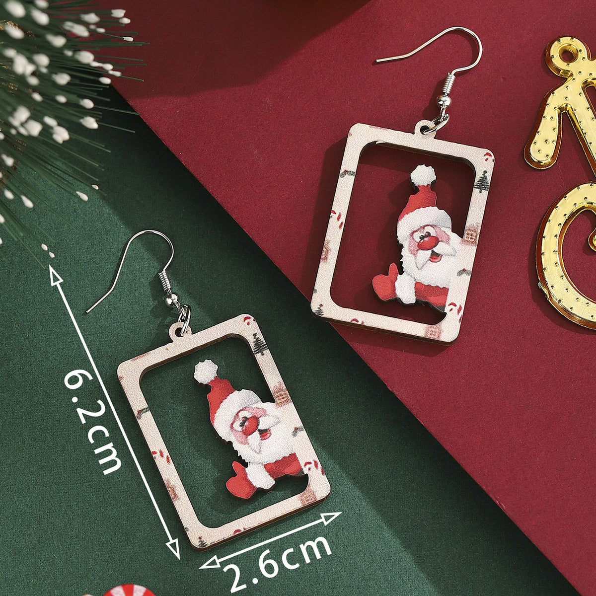 Cross-Border Personalized Christmas Alloy Earrings Christmas Hat Colorful Star Dot Diamond Christmas Tree Elk Gingerbread Man Earrings