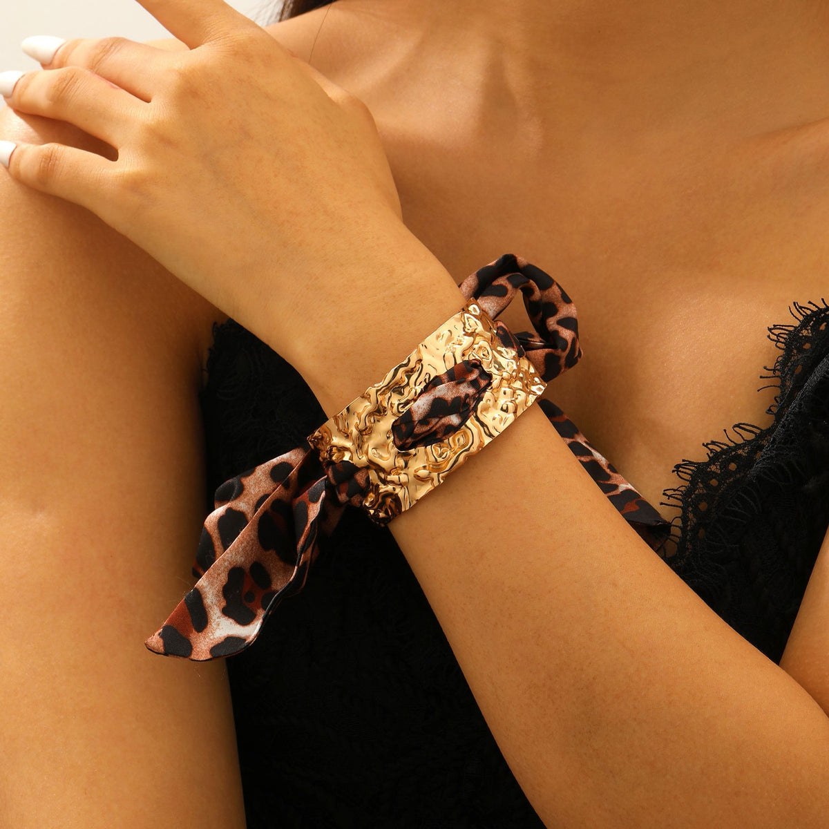Leopard-print Silk Scarf Bracelet European And American Style