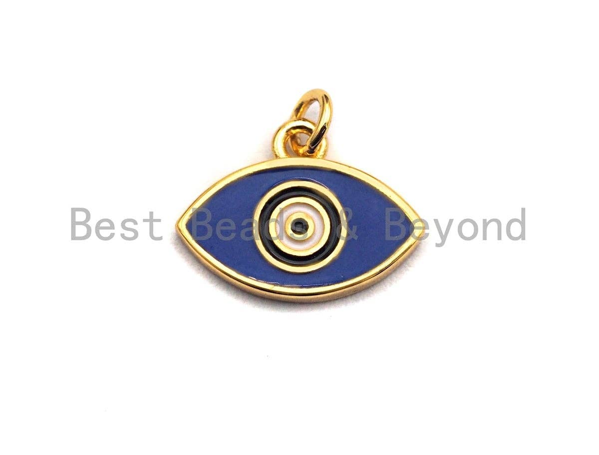 Enamel Evil Eye Charm, Red Blue White eye pendant, Enamel eye charm, Protection eye charm, 11x14mm,sku#F939
