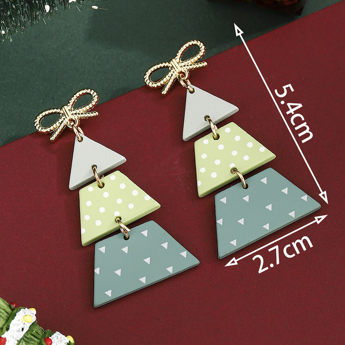 Cross-Border Personalized Christmas Alloy Earrings Christmas Hat Colorful Star Dot Diamond Christmas Tree Elk Gingerbread Man Earrings