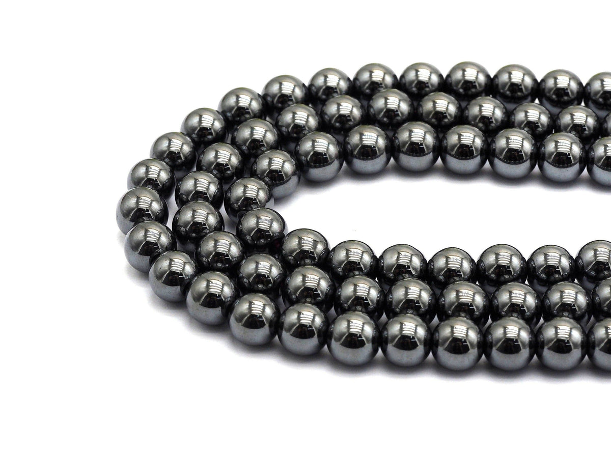 High Quality Natural Dark Gray Hematite Beads- Round Smooth Gemstone Beads-2mm/3mm/4mm/6mm/8mm/10mm/12mm-Metallic dark Grey Beads, SKU#S119