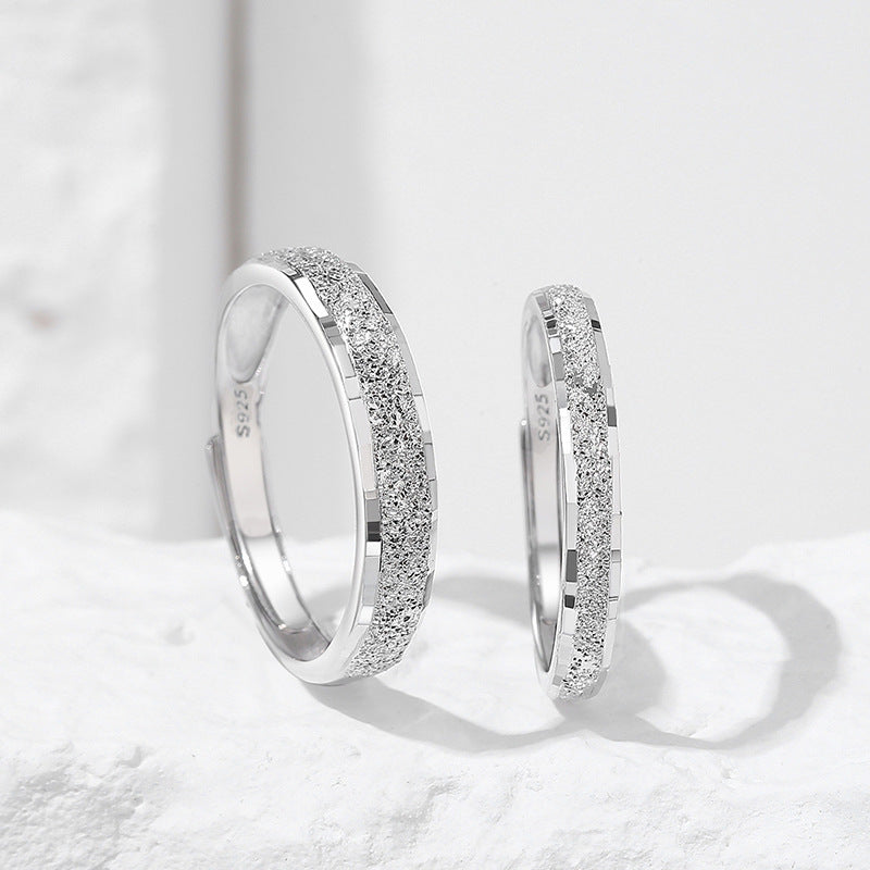 S925 Sterling Silver With You Plain Band Couple Rings, Niche Design Pair Rings, Minimalist Light Luxury & Versatile, Ideal For Gift