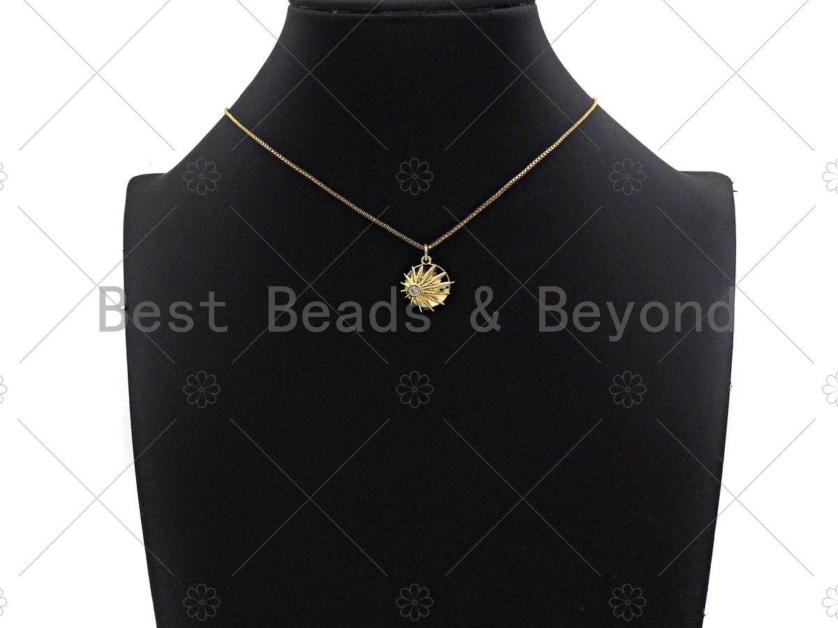 Clear CZ Micro Pave Shining Star Coin Pendant,Cubic Zirconia Star Charm,Gold/Silver Tone,15x17mm,sku#L348