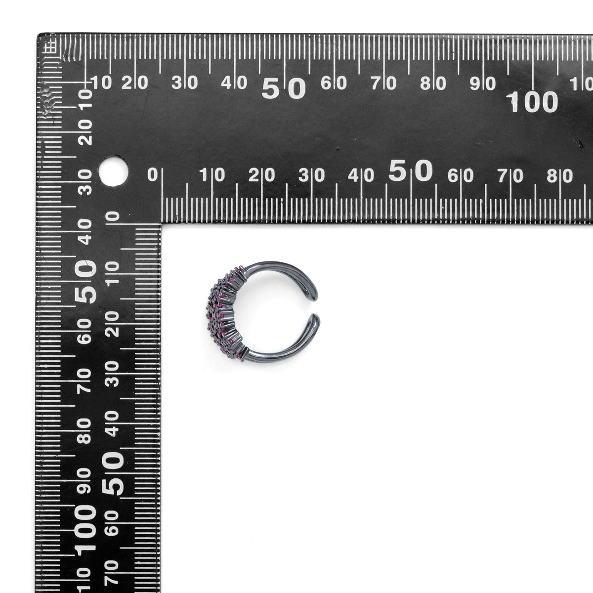 Black Pink Clear CZ Multilines Flower Adjustable Ring, Sku#A284
