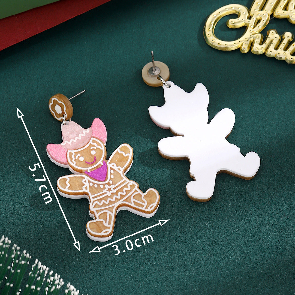 Cross-Border Personalized Christmas Alloy Earrings Christmas Hat Colorful Star Dot Diamond Christmas Tree Elk Gingerbread Man Earrings