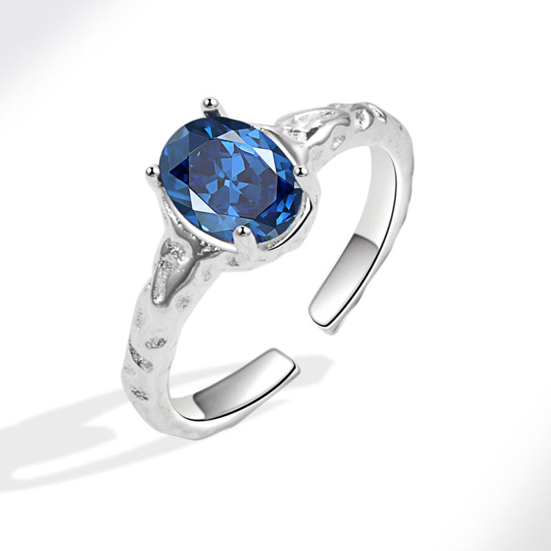 Women's Blue Zircon Fashionable All-Match Open Ring