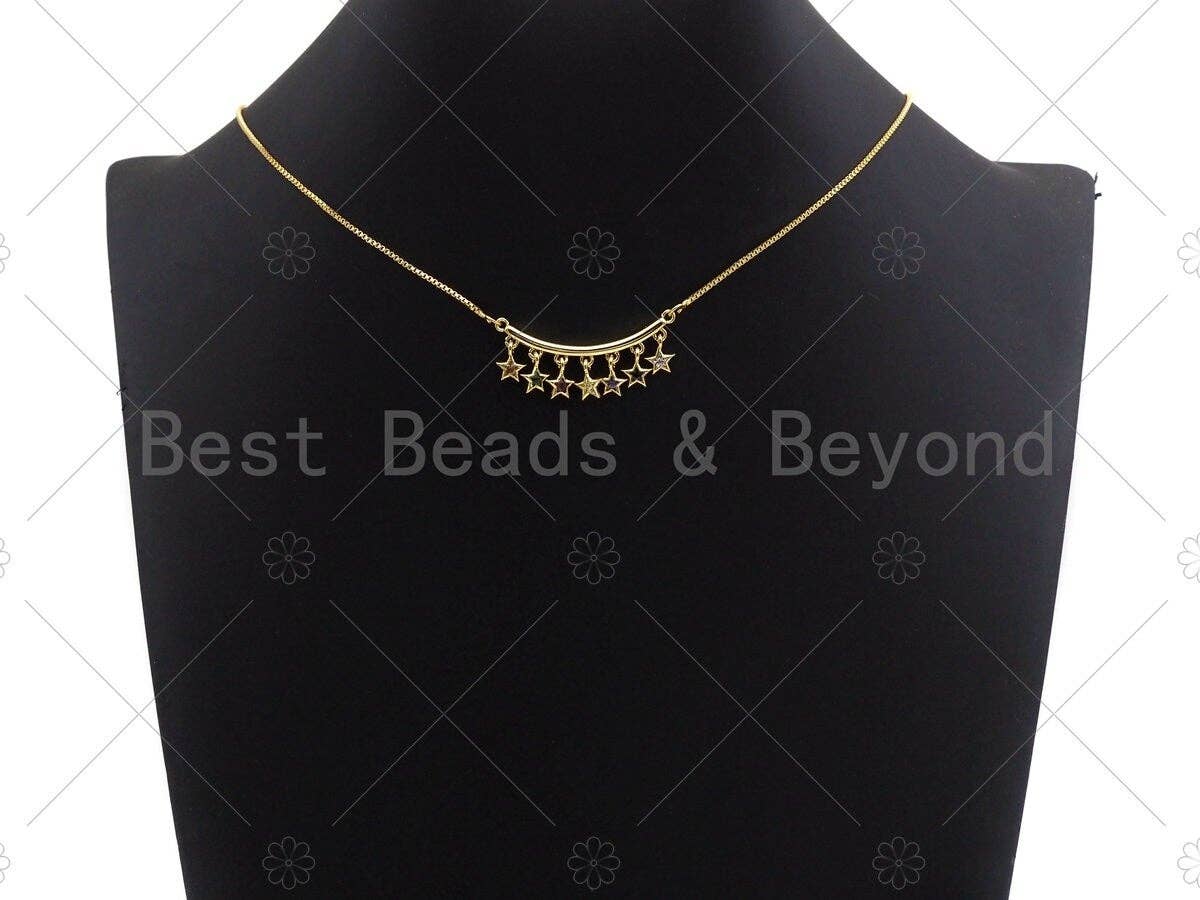 Rainbow CZ Star Bagette CZ Dangle Connector, Princess Cut Dangle,  Star Rectangle Shape Necklace Pendant, 13x36mm, sku#JL01