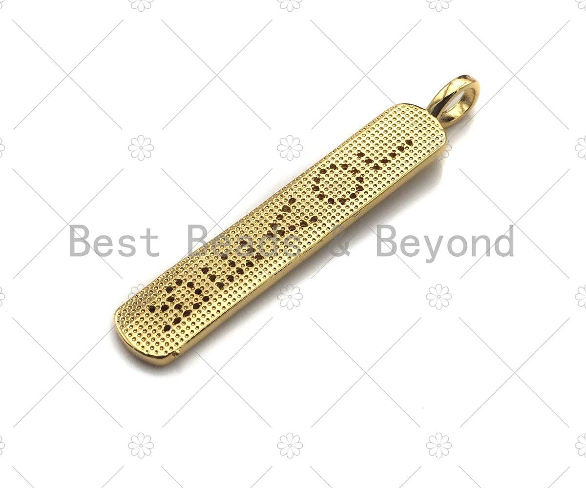 CZ Micro Pave LOVER Long Bar Pendant, Cubic Zirconia Strip Pendant, Gold Lover Bar,  Micro pave Bar shape pendant, 8x51mm, sku#LK136