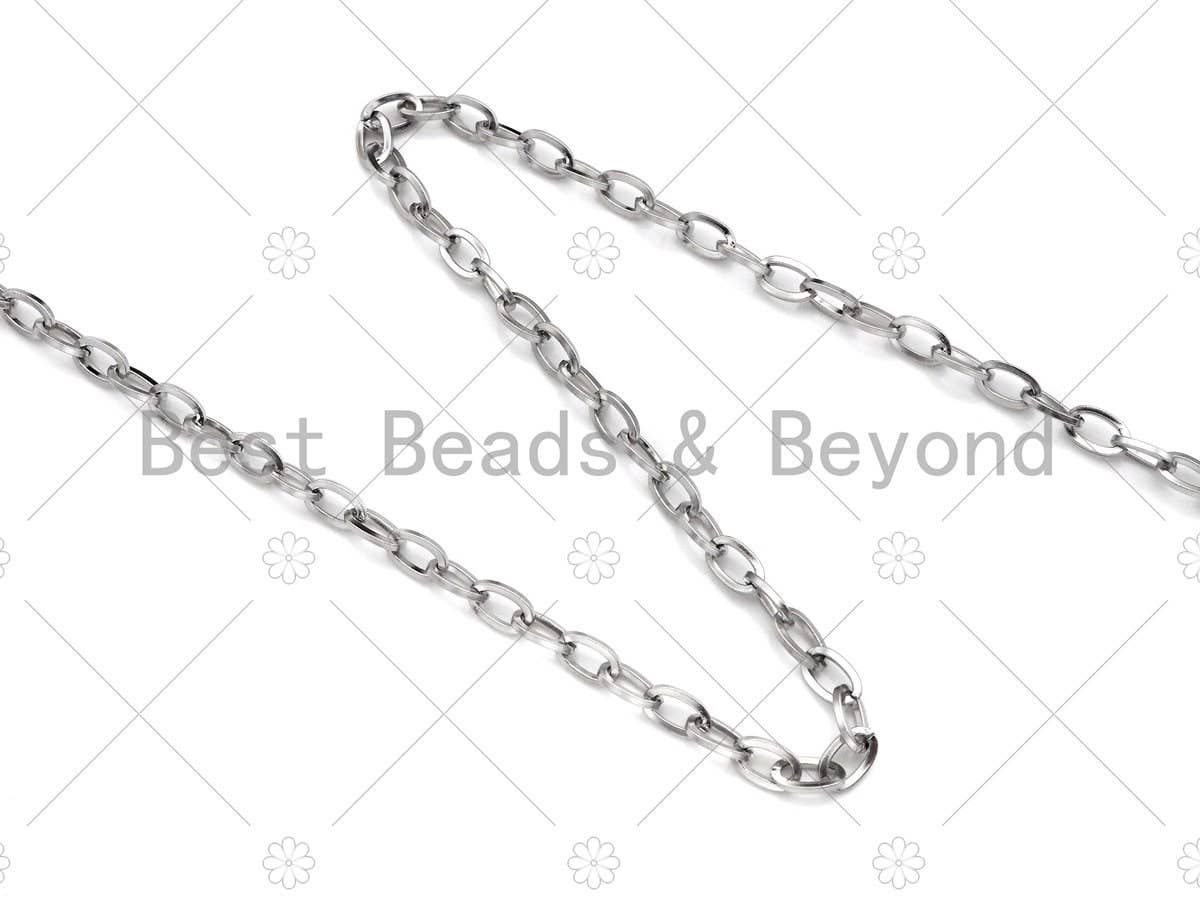 5x8mm Stainless Steel Rectangular Chain by Yard, Silver Unfinished Jewelry Chains, Wholesale Chain, Non-tarnishing Chain, sku#A105