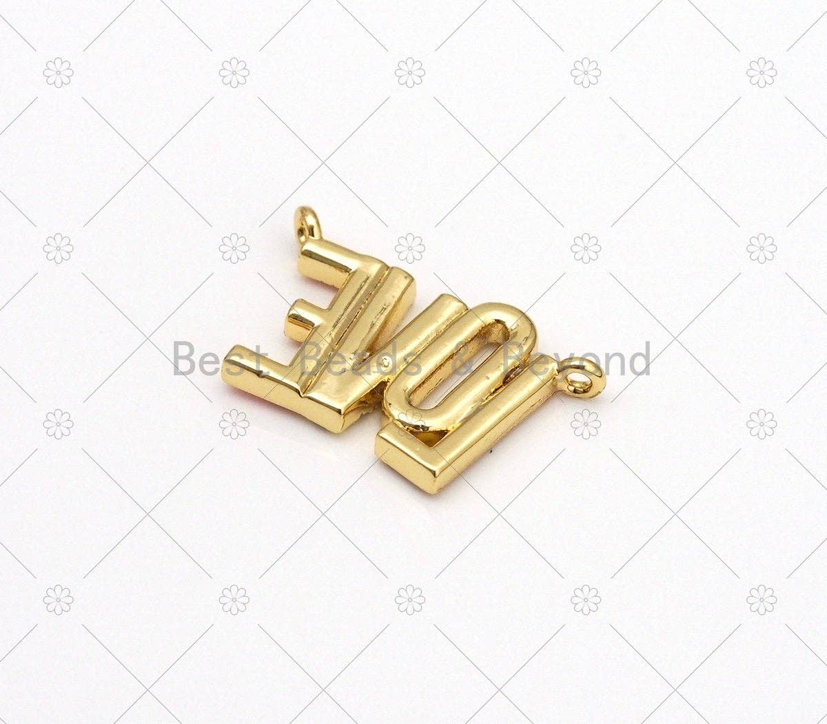 CZ Micropave/Colorful Enamel Love Word Pendant, 18K Gold Filled Love Charm, Bracelet Neckalce Charm Penadnt,23x14mm,Sku#L630