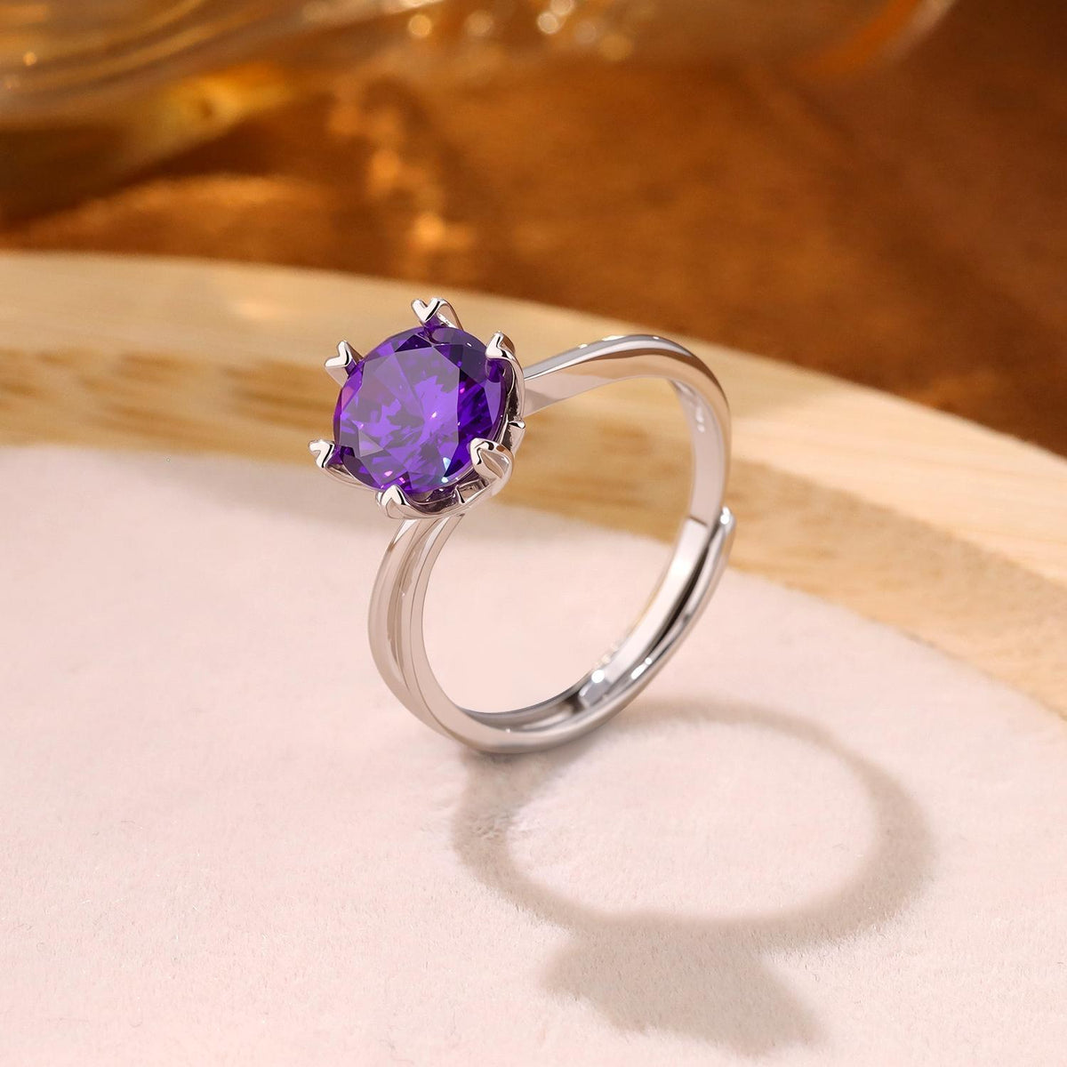 Simple And Versatile 2-Carat Designer Elegant Twisted-Style Six-Prong Ring For Women