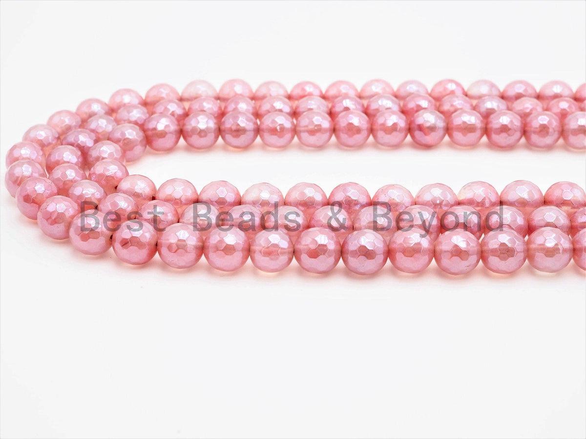 Mystic Silverite Plated  Pink Quartz Faceted, Sku#U342