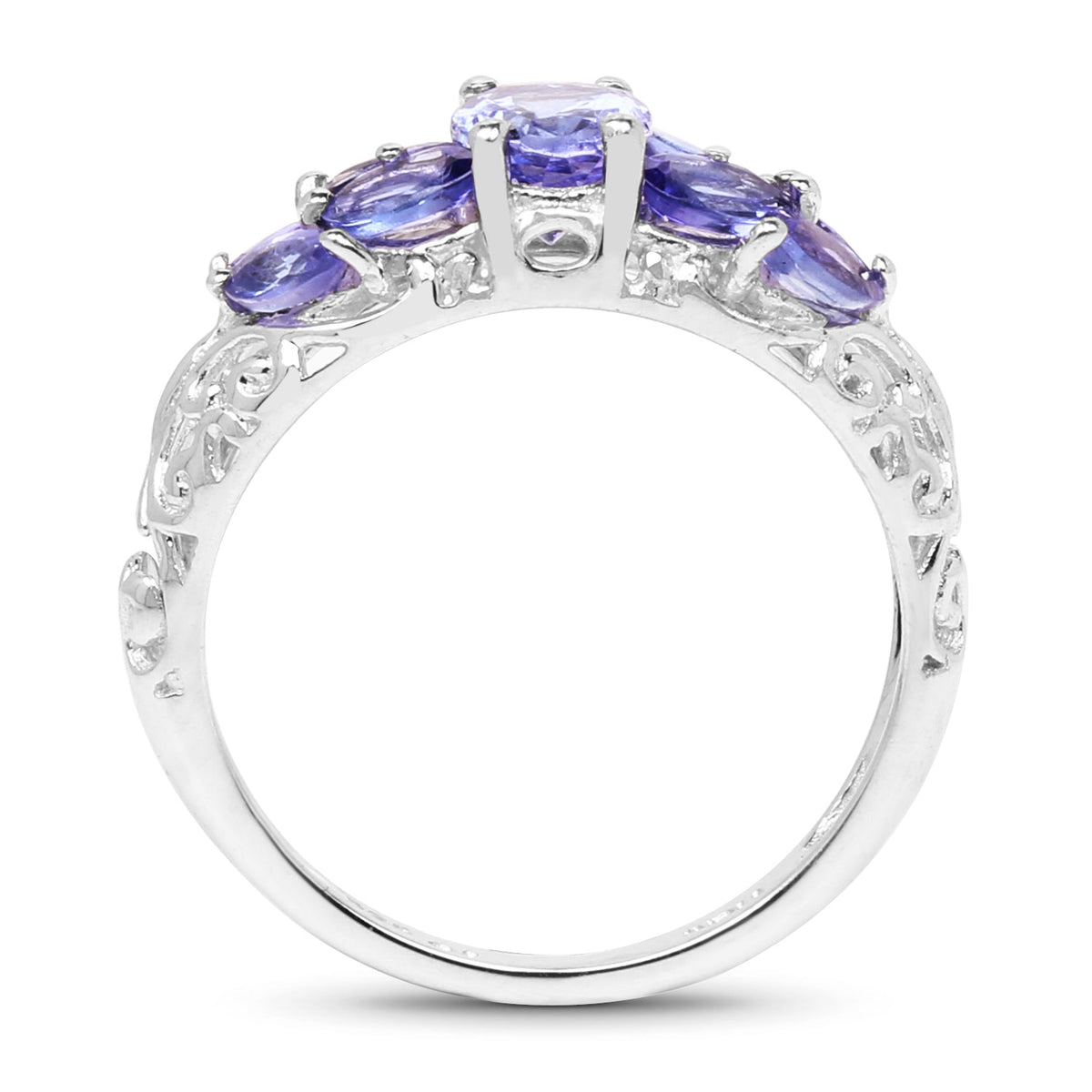 1.63 Carat Genuine Tanzanite .925 Sterling Silver Ring