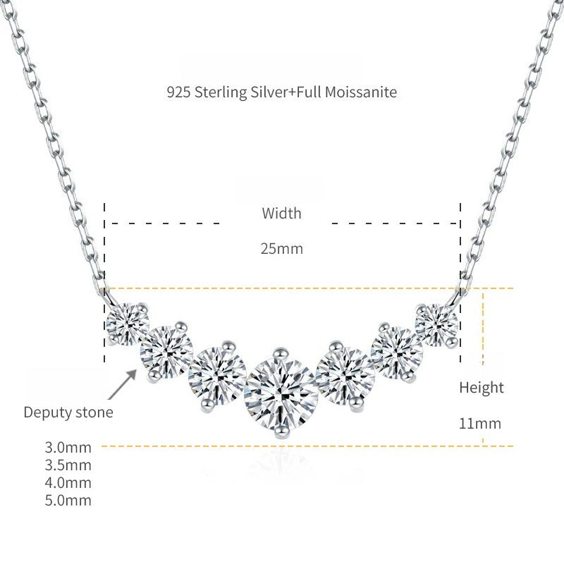 V-Shaped Smile Pendant Necklace with Lab-Created Moissanite Stones – White Gold Plated 925 Sterling Silver