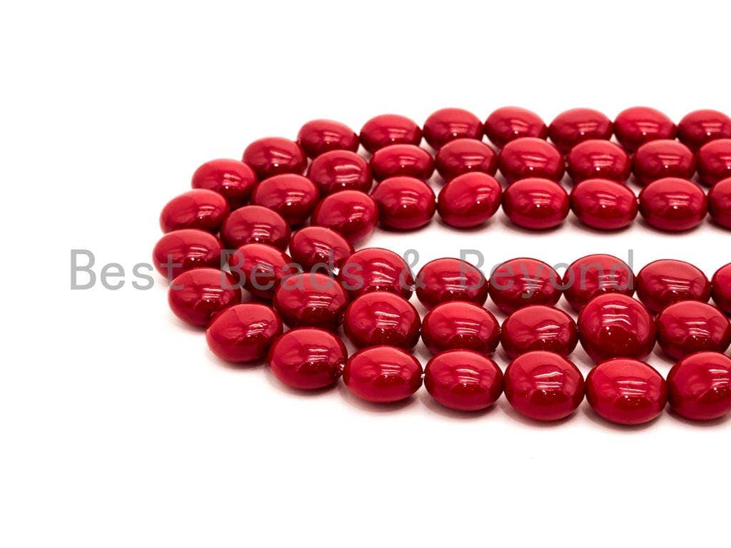 Red Natural Mother of Pearl beads,12x8mm Pearl Coin beads, Loose Coin Smooth Pearl Shell Beads, 16inch strand, SKU#T84