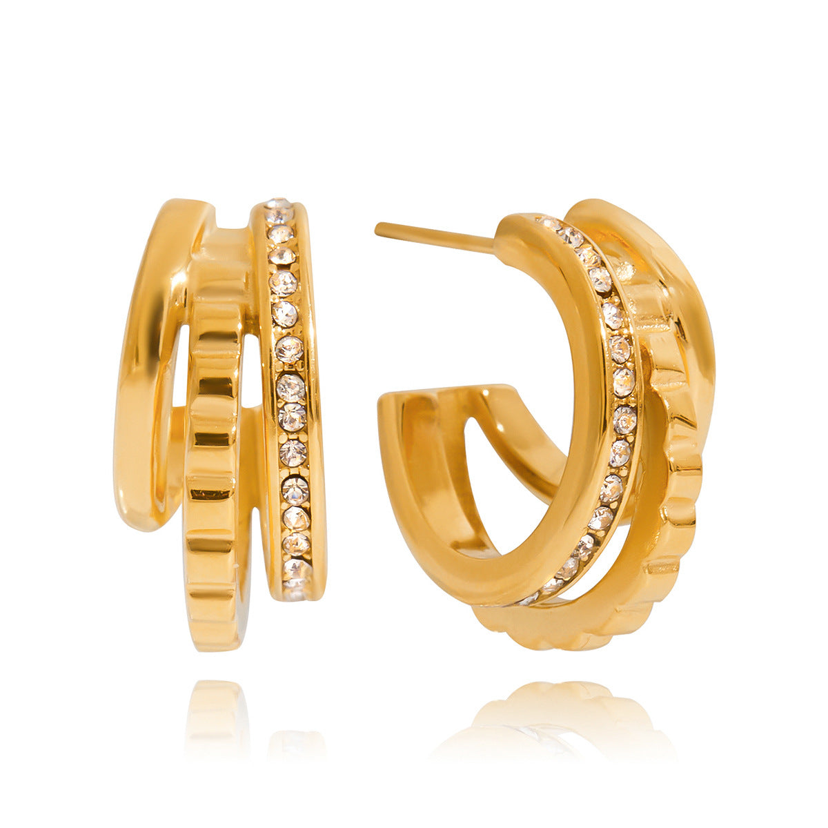 Stainless Steel Rhinestone Earrings For Women
