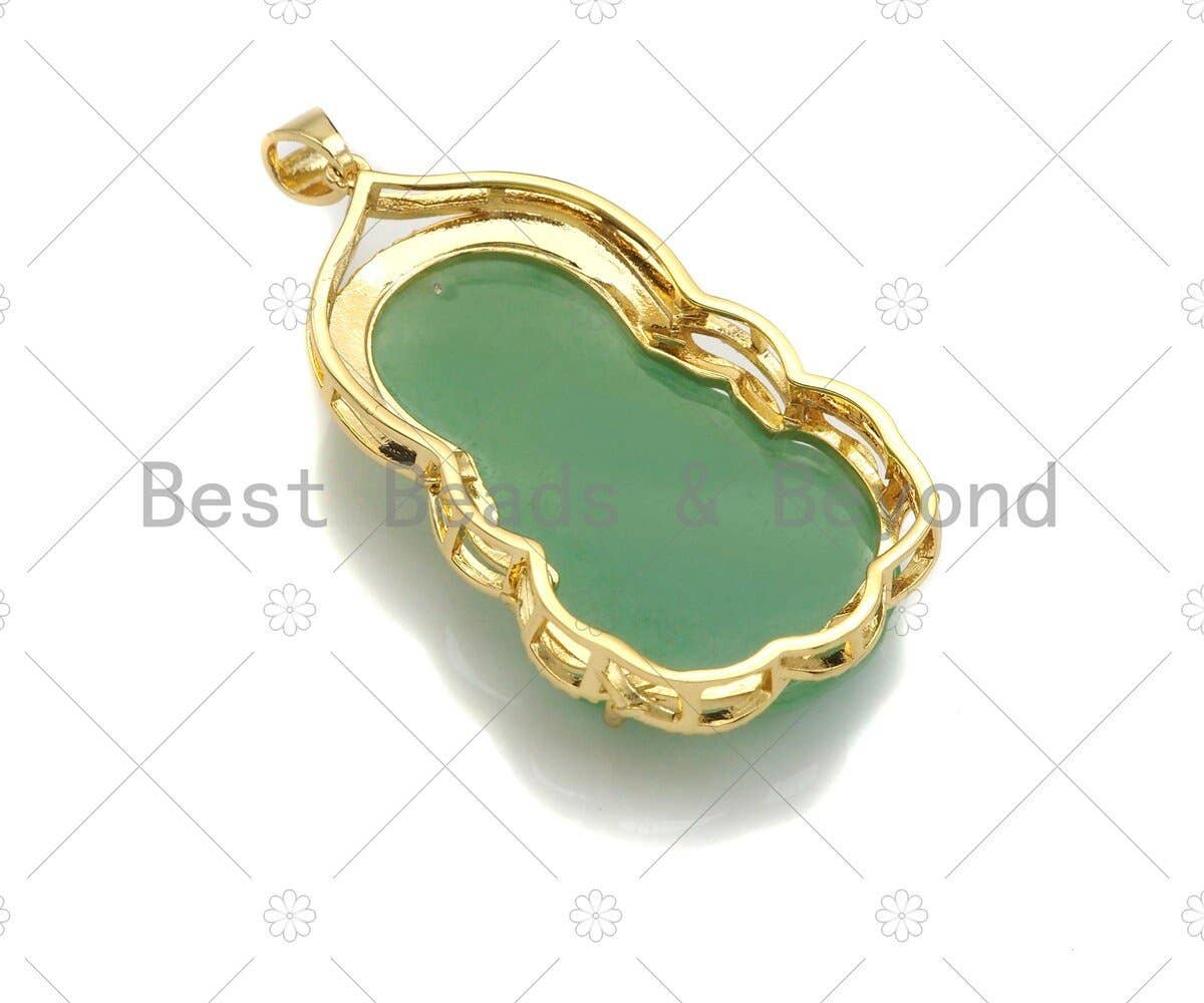 Green Jade Guan Yin Pendant, Sku#U1097