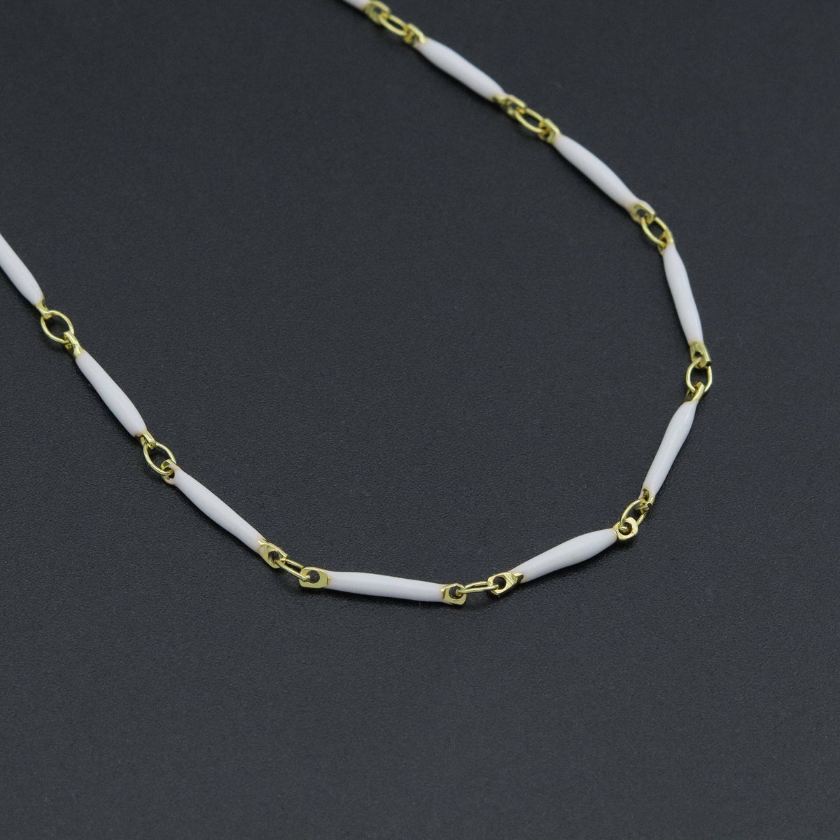 Hand made Dainty Long bar Enamel Metal chain necklace, EF589