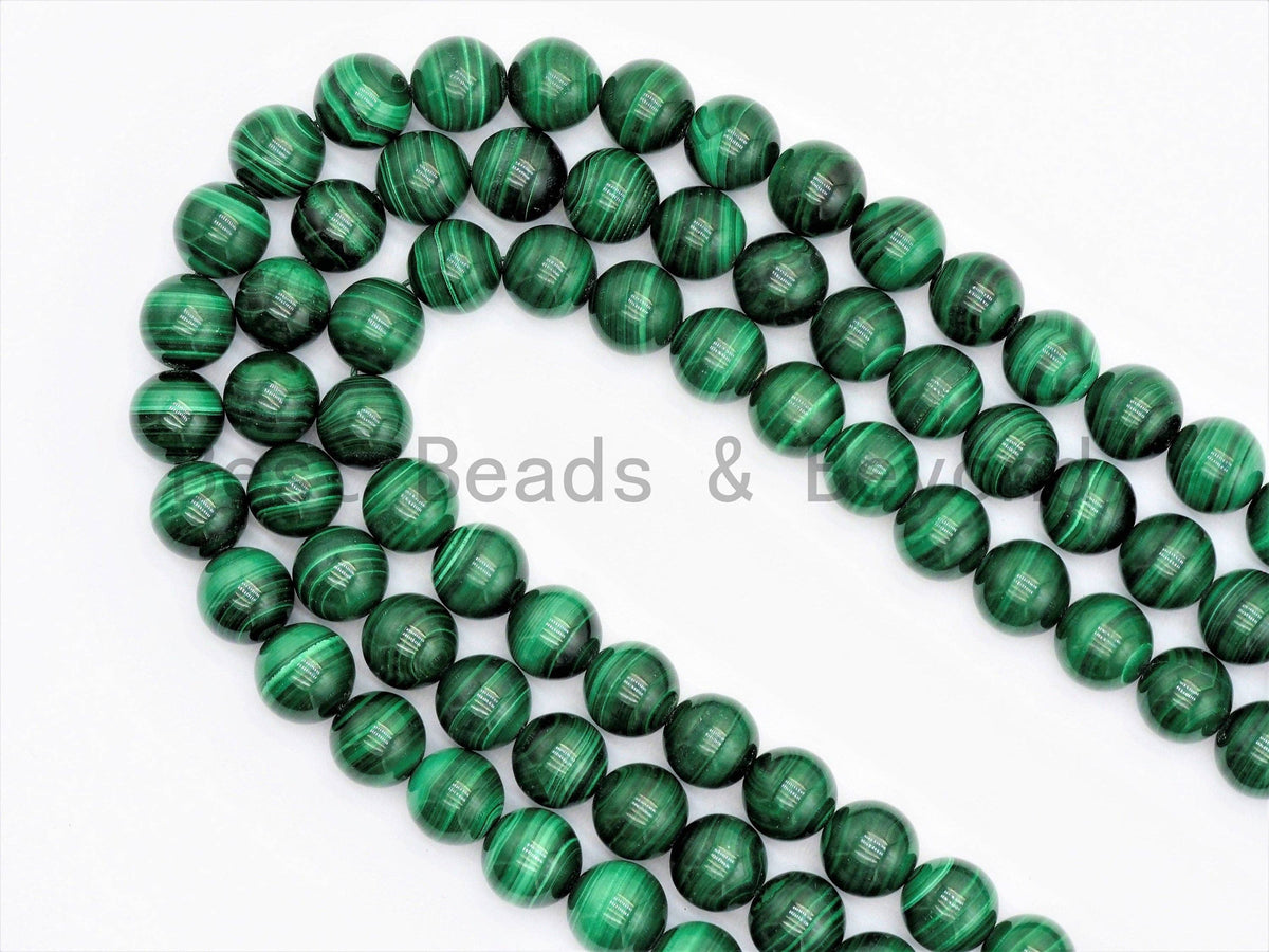 High Quality Natural Smooth Malachite Round Beads, 6mm/8mm/10mm/12mm/14mm, Green Gemstones Beads,Malachite Beads,15.5" Full Strand,SKU#U335