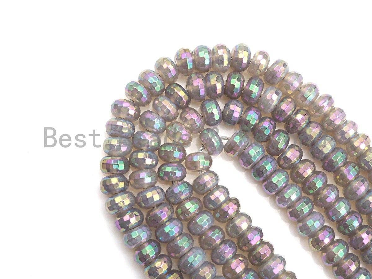 Mystic Plated Rainbow Agate Rondelle Shape Beads, 4x6mm/5x8mm/6x10mm Rondelle Agate Beads, 15.5" Full Strand, sku#UA41