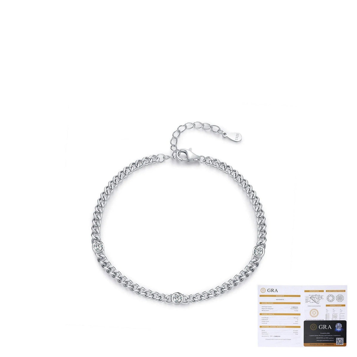 Geometric Punk Style D-Color VVS1 Moissanite Bracelet in Sterling Silver