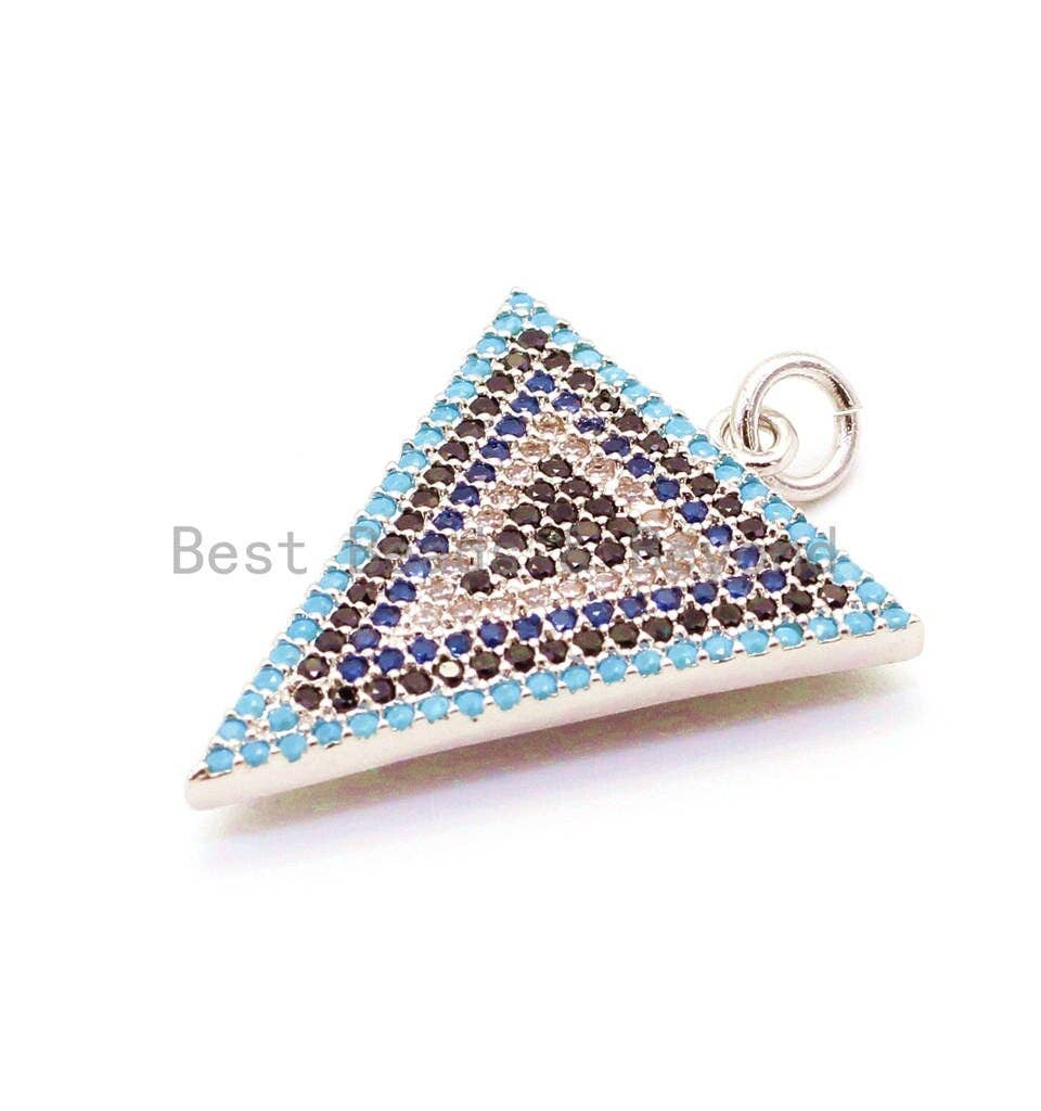 CZ Micro Pave Triangle Pendant/Charm, Bracelet Necklace Cubic Zirconia Pendant Charm, sku#F26