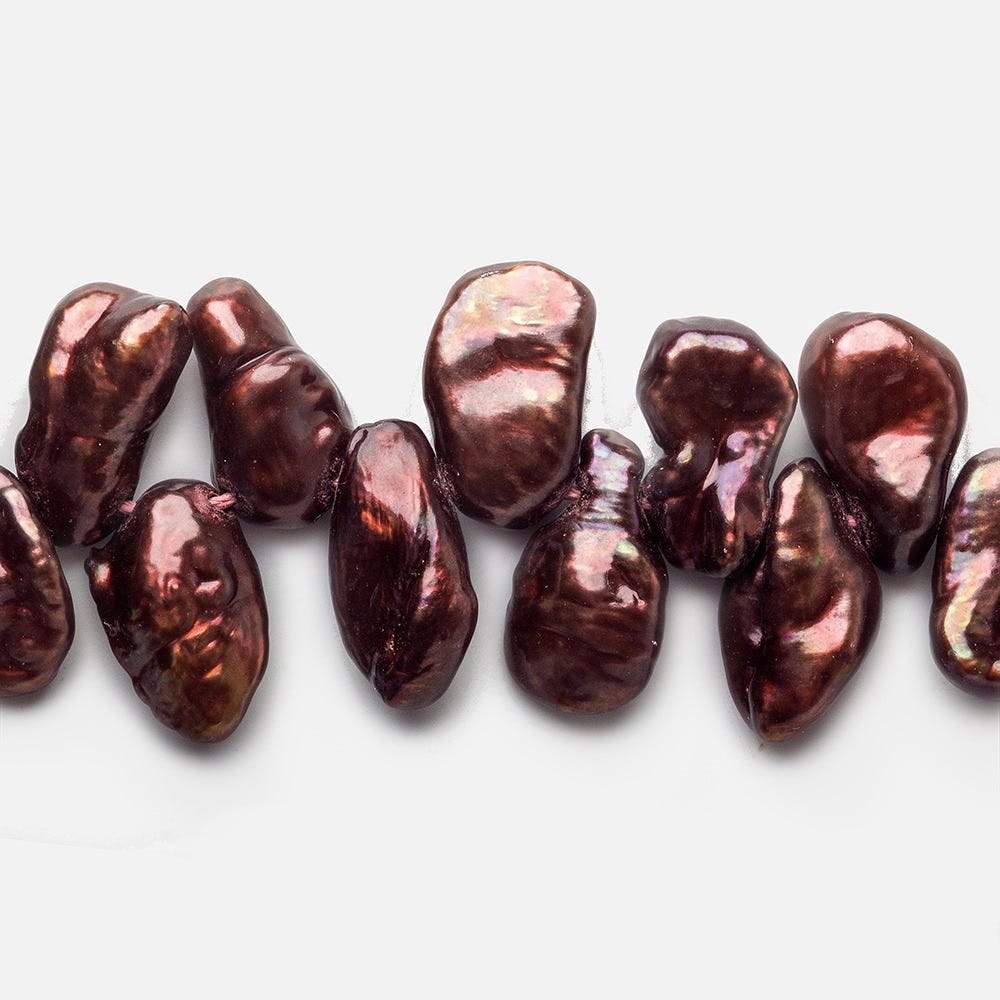 8mm - 10mm Merlot Top Drill Keshi Pearl, 15 inch