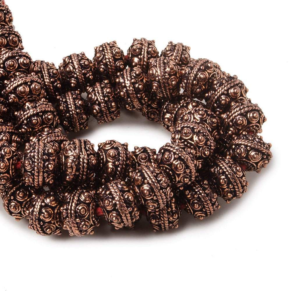 8mm Antiqued Copper Bead Roval Sphere Design 8 inch 28 pcs