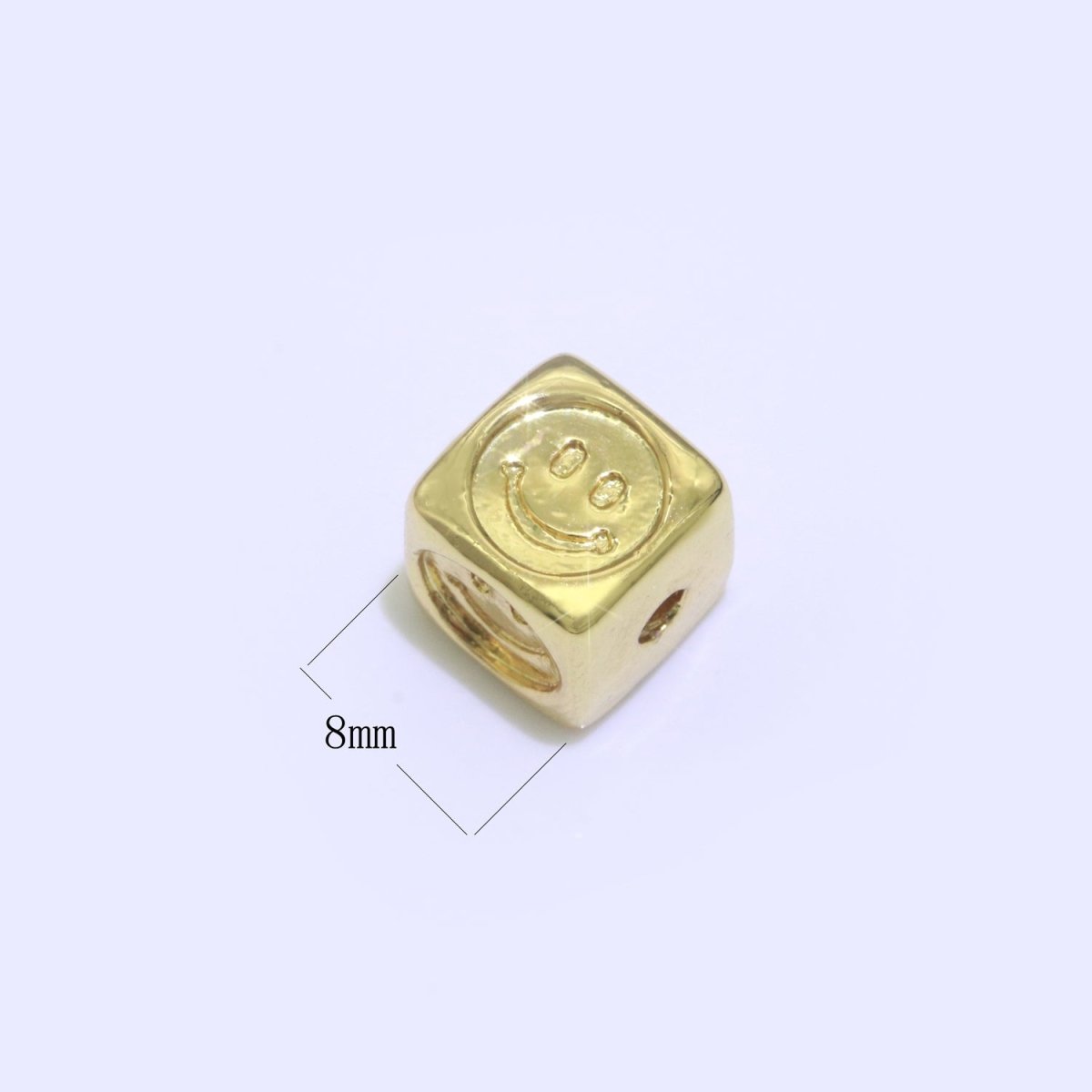 8mm Gold Filled Square Spacer Beads, Gold Happy Face Spacer Beads, Gold Smiley Face Beads for Bracelet Necklace Component B-616