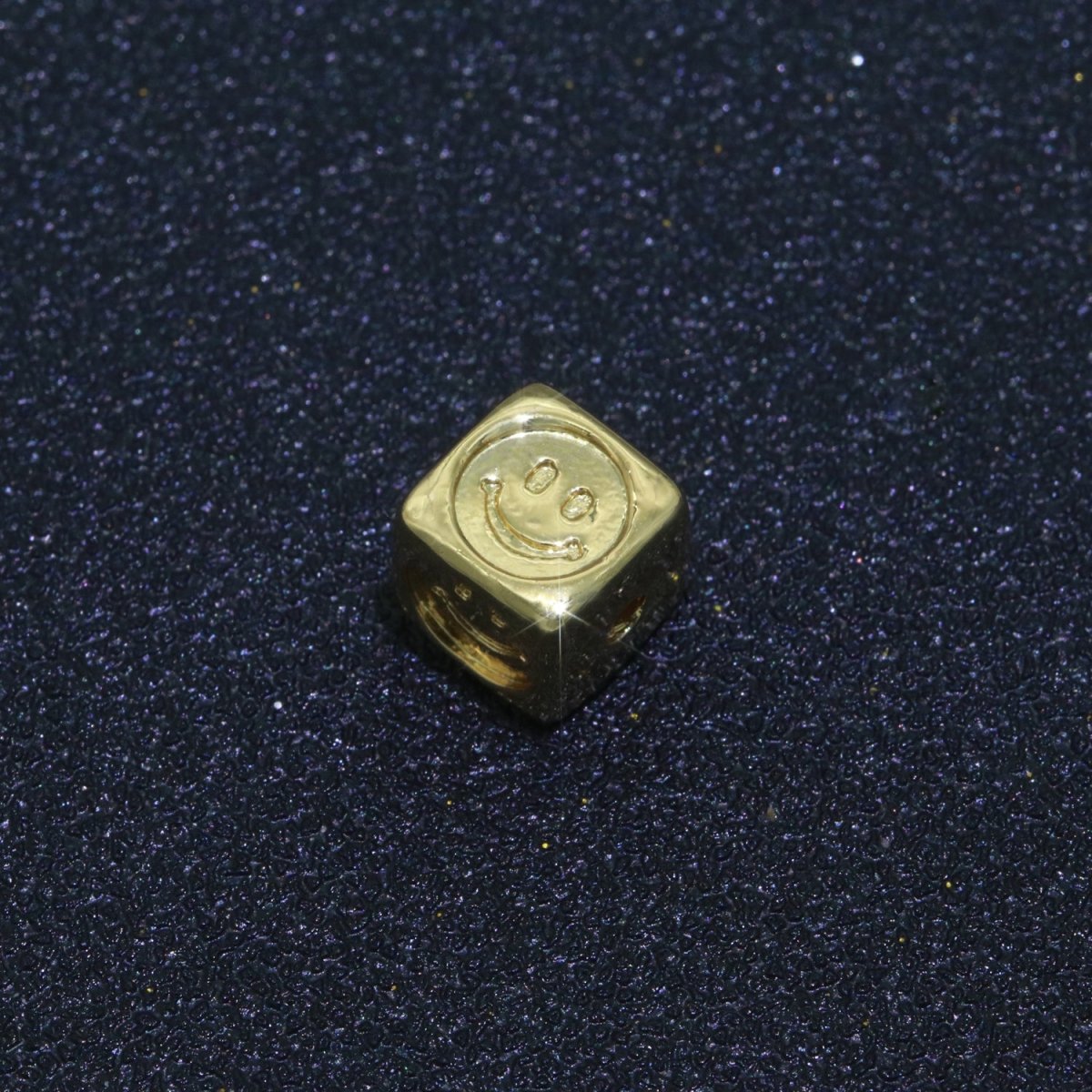 8mm Gold Filled Square Spacer Beads, Gold Happy Face Spacer Beads, Gold Smiley Face Beads for Bracelet Necklace Component B-616
