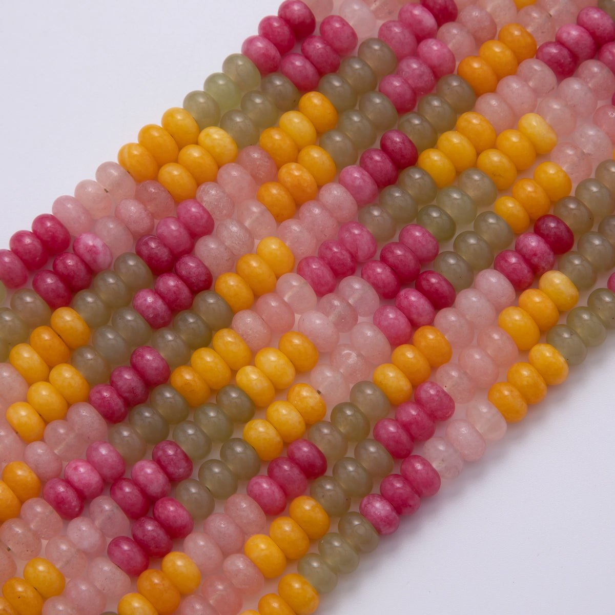8mm Gradient Pink-Red-Green-Yellow Rondelle Natural Gemstone Bead Strand Finding | WA-992