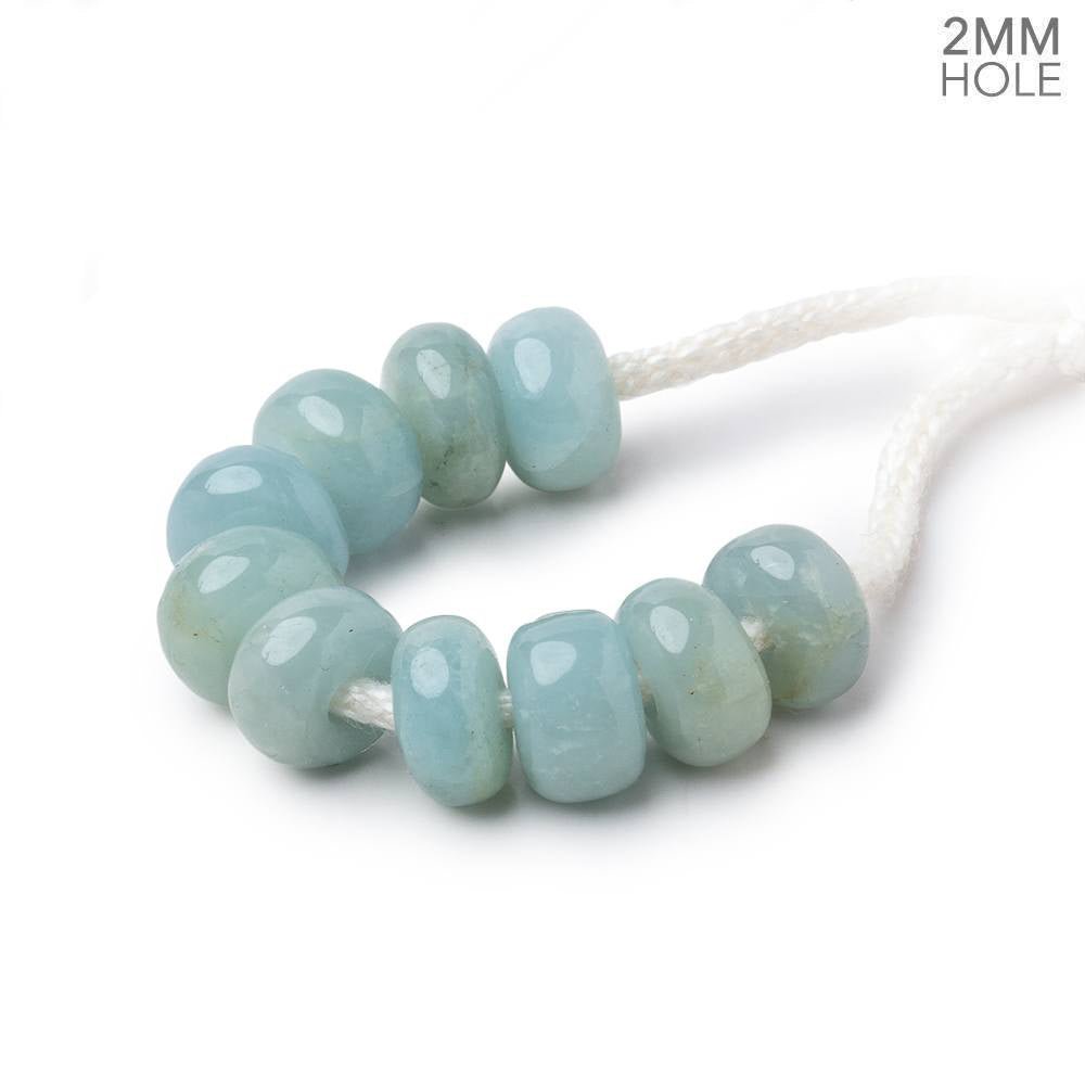 8mm Milky Aquamarine 2mm Large Hole Plain Rondelle Set of 10