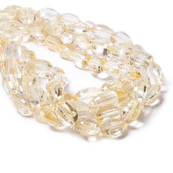 8x5-17x13mm Citrine checkerboard faceted ovals 16 inches 29 Beads