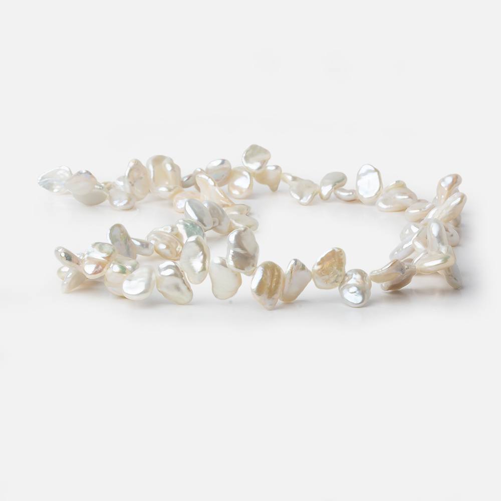 8x6-11x7mm White Top Drilled Keshi Freshwater Pearls 16 inch 77 pieces A