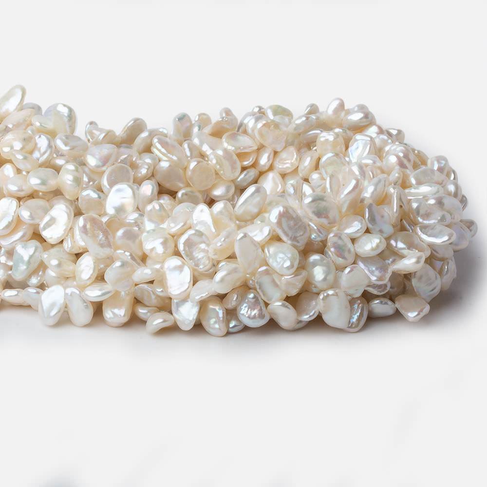 8x6-11x7mm White Top Drilled Keshi Freshwater Pearls 16 inch 77 pieces A