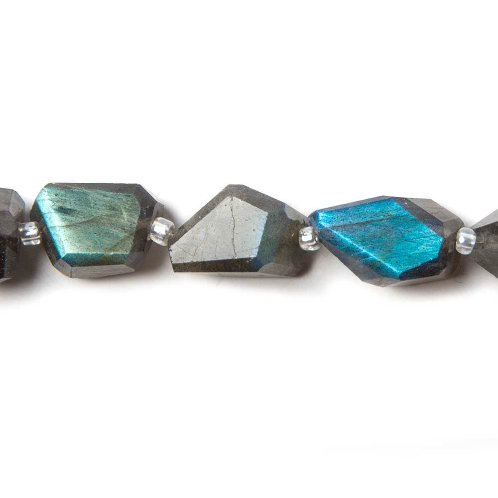 8x7.5-15x8mm Labradorite straight drilled faceted nuggets 14 inch 25 beads