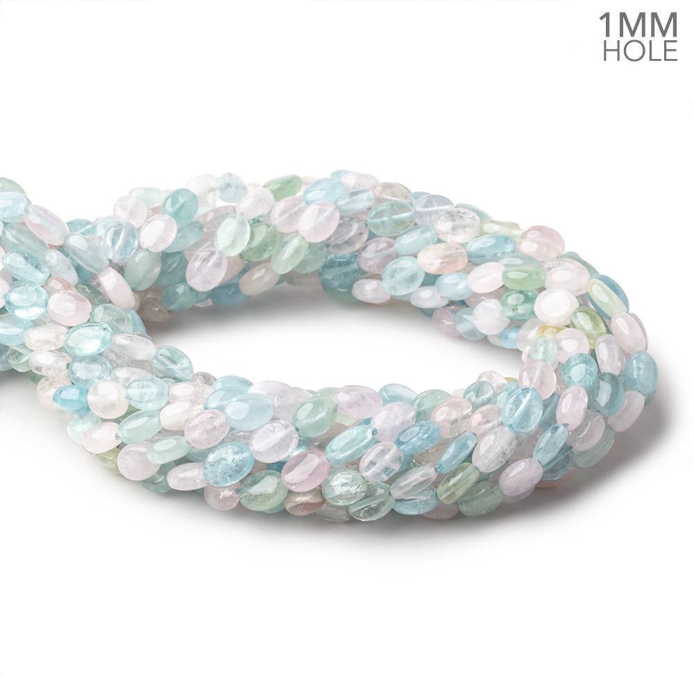 8x7mm Multi Beryl Plain Oval Beads 16 inch 51 pieces 1mm hole