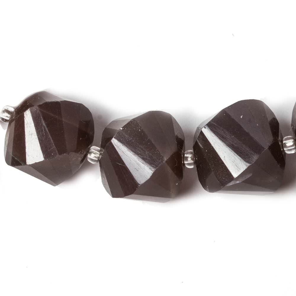 8x8-13x13mm Chocolate Moonstone faceted twist beads 17 inch 36 pieces