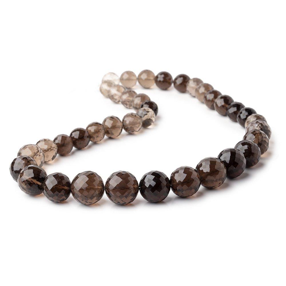 9-15mm Smoky Quartz Faceted Round Beads 16 inch 37 pieces
