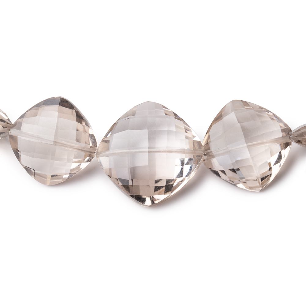 9-17mm Light Smoky Quartz Faceted Pillow Beads 16 inch 35 pieces AAA