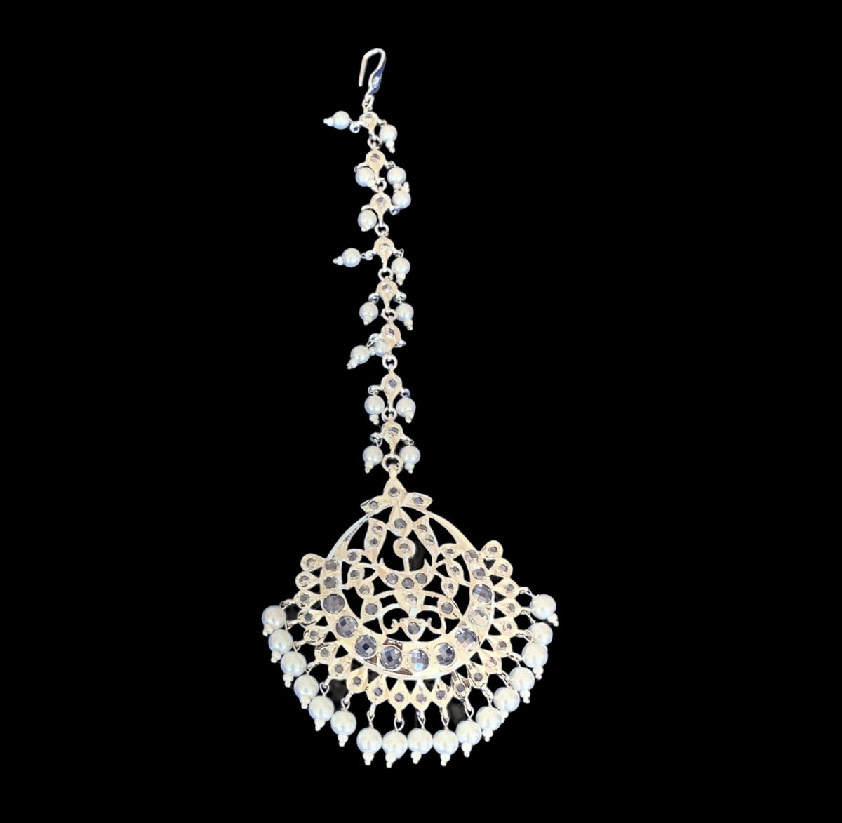 JTK13 Hira jhoomar tika in silver plating ( READY TO SHIP )