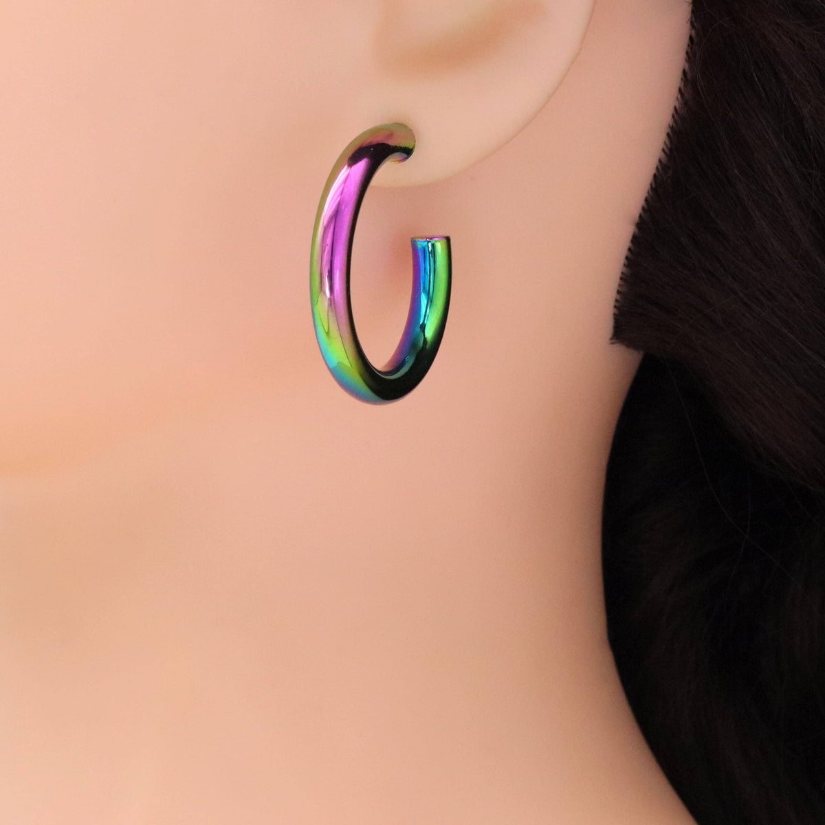 Gold Rainbow Color Hoop Earrings, Sku#A151