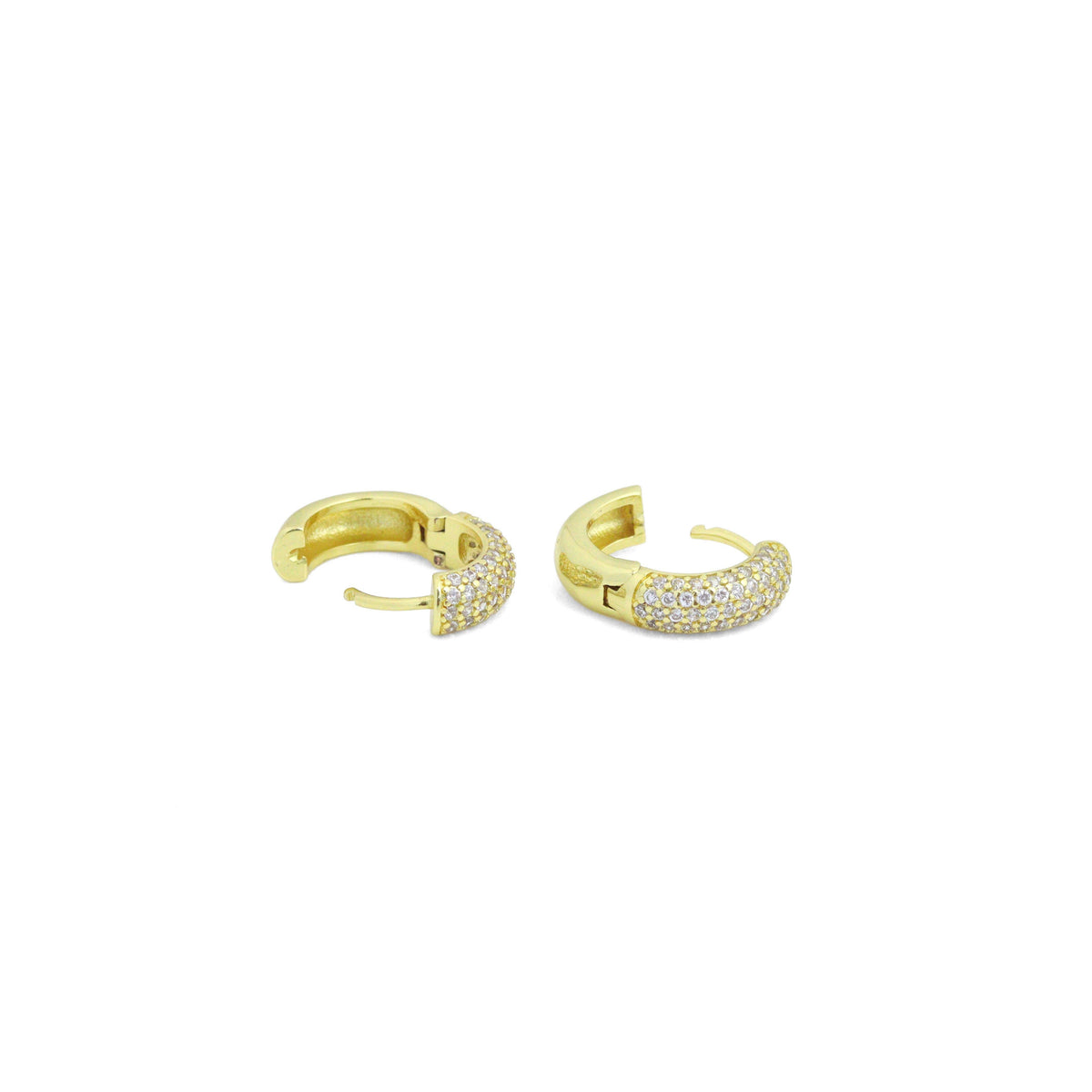 Clear CZ Silver Gold Hoop Earrings, Sku#A478