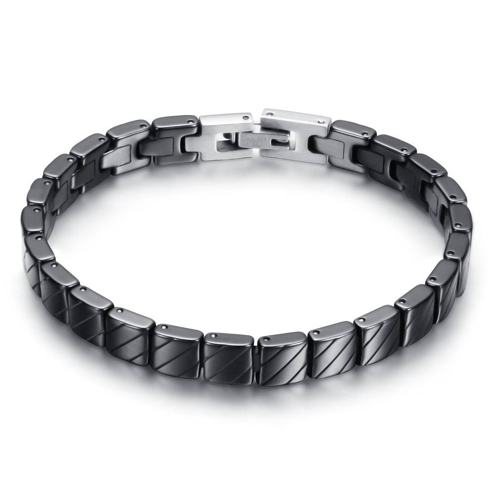 Women's Ceramic Fashion Personality Black White Stitching Bracelet