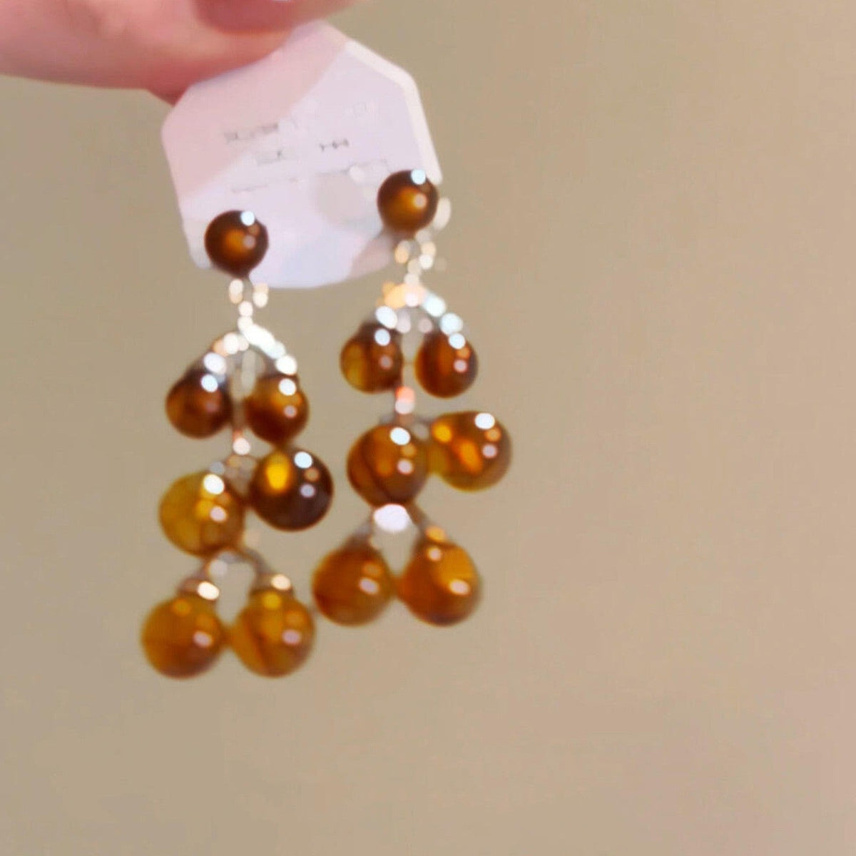 Maillard Style Amber Resin Stud Earrings, Irregular Square Gold Border Button Earrings, Vintage Lightweight Fashion Earrings For Women Daily Party Gift